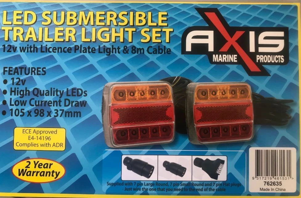 LED Trailer Light Set for (12V, Submersible, 8m Cable)