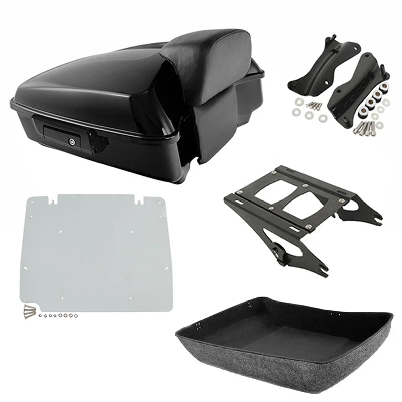 Black Chopped Trunk Backrest Mount Plate for Harley Touring (2014–2026)