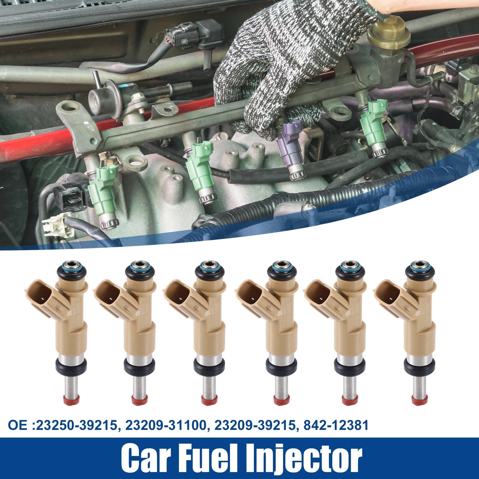 6pc Fuel Injector Nozzle Replacement for Toyota 4Runner V6 (2010–2019)