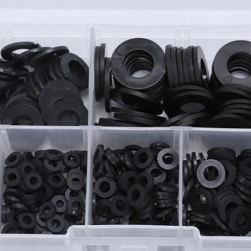 500pcs Nylon Rubber Flat Ring Washer Gasket Assortment Kit M2-M10