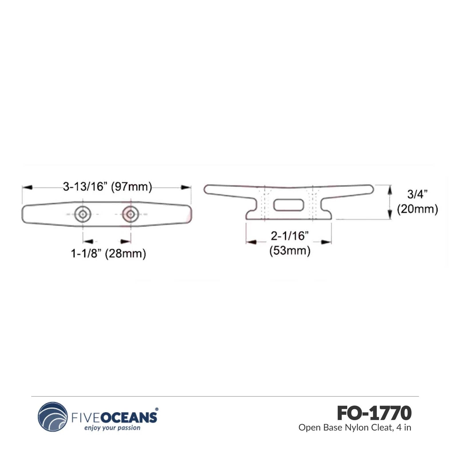 4" Nylon Cleat for Five Oceans FO1770