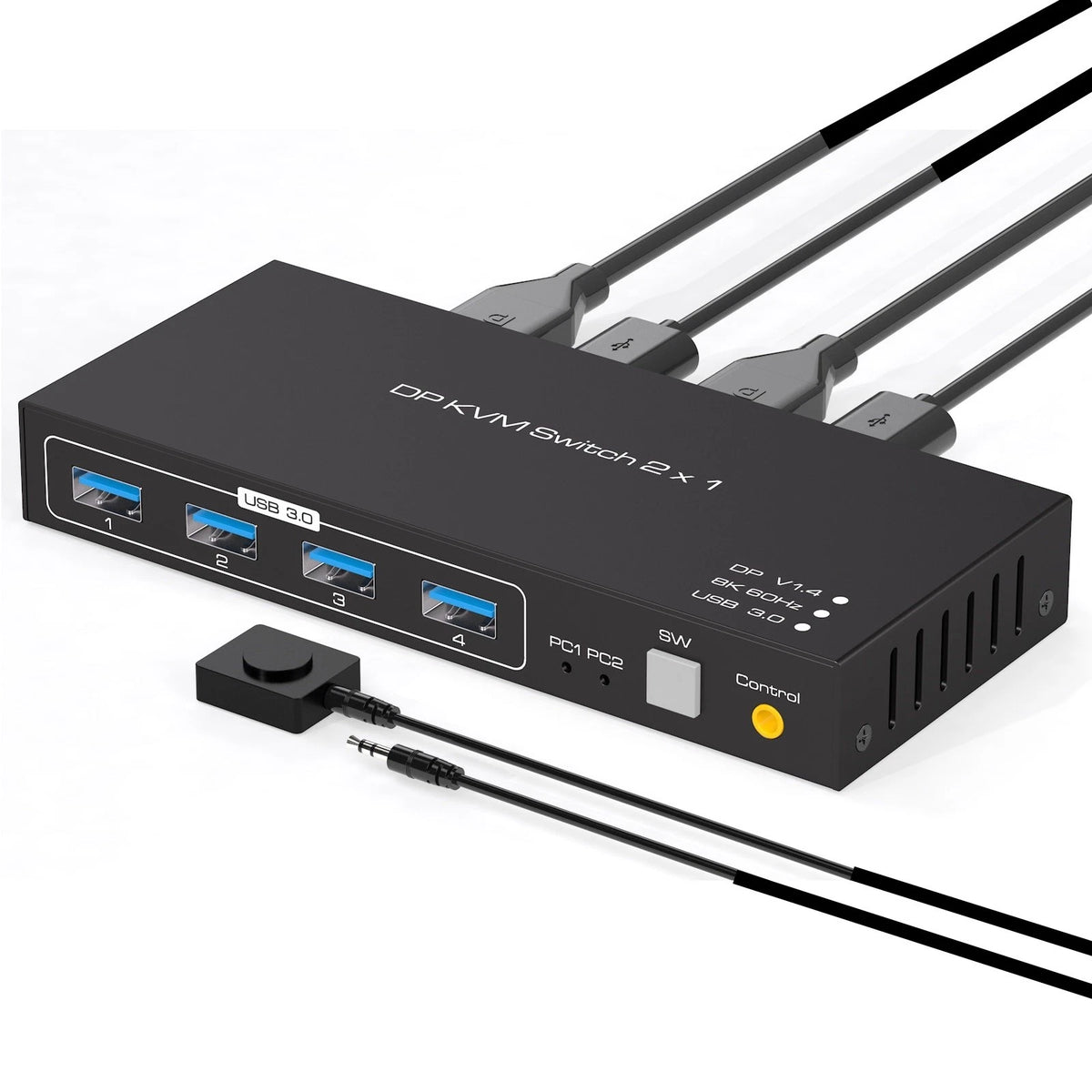 KVM USB Switch 2x1 Adapter for Computers and Monitors (DC12V1A)