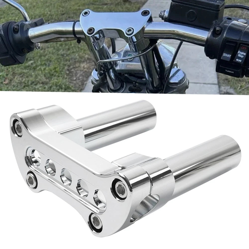 5-Hole 4.5" Handlebar Risers Top Clamp for Harley Road King Glide Chrome
