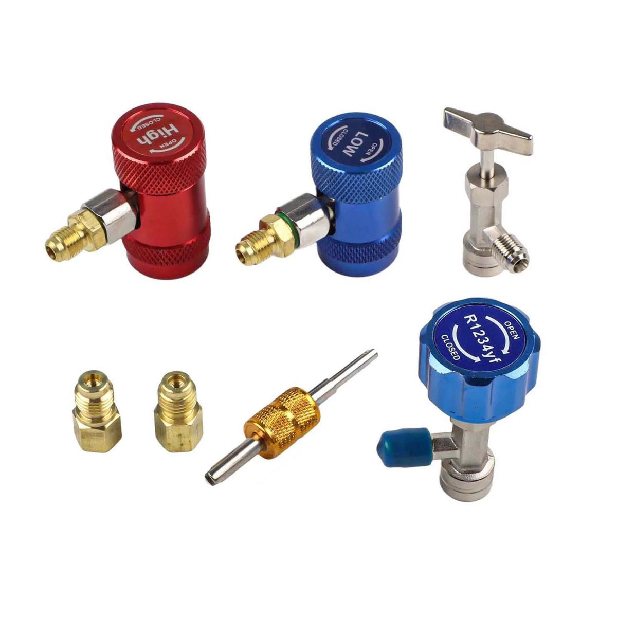 Complete Quick Couplers Kit for R1234yf For HVAC Systems with Valve Core Tool