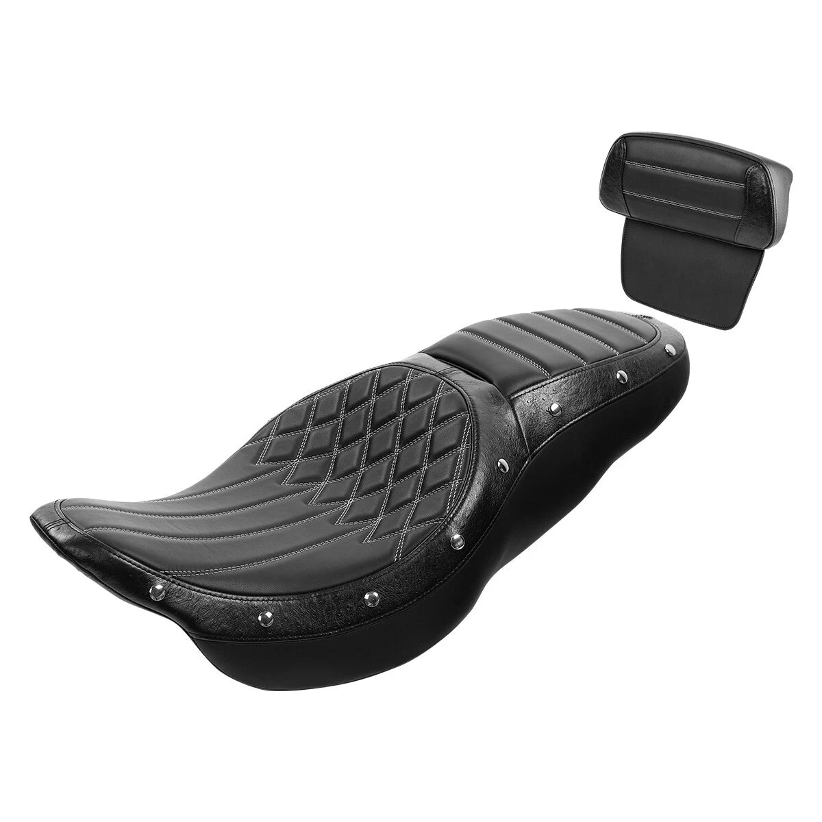 Black Driver Passenger Seat w/ Backrest for Harley Touring Glide (2014–2023)