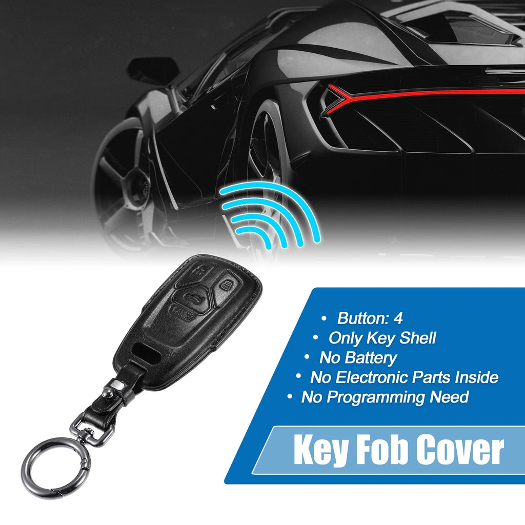 Leather Key Fob Cover with Keychain for Audi A3 A4 (2010–2016)