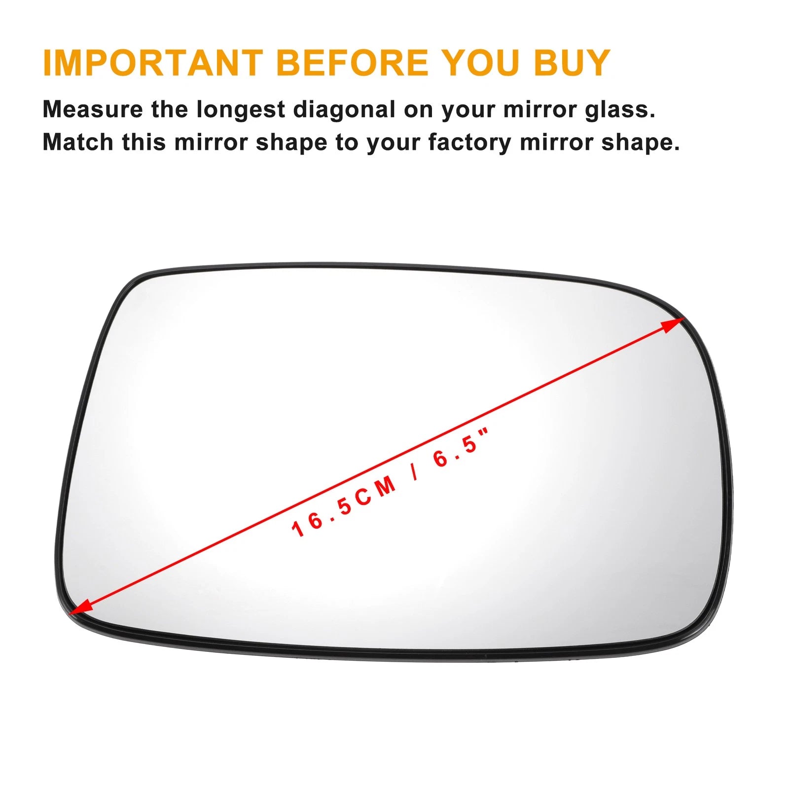 Right Side Mirror Glass with Back Heated Replacement for Toyota Yaris (1999–2003)