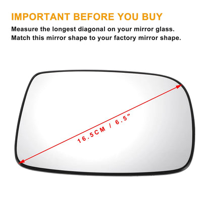 Right Side Mirror Glass with Back Heated Replacement for Toyota Yaris (1999–2003)