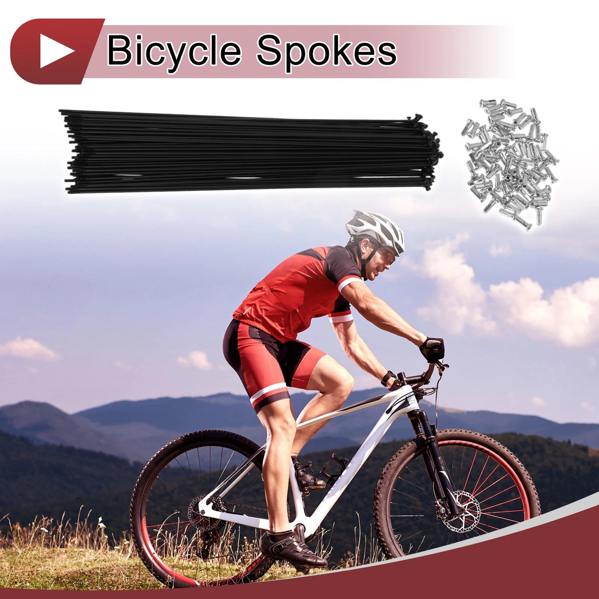 Set 72 Bike Wheel Spokes 261mm Carbon Steel Black for 14G Bicycle (—)