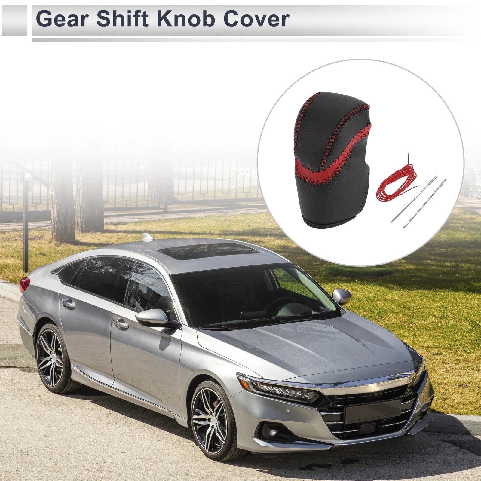 Gear Shift Knob Cover Replacement for Honda Accord (2013–2017) Red Black