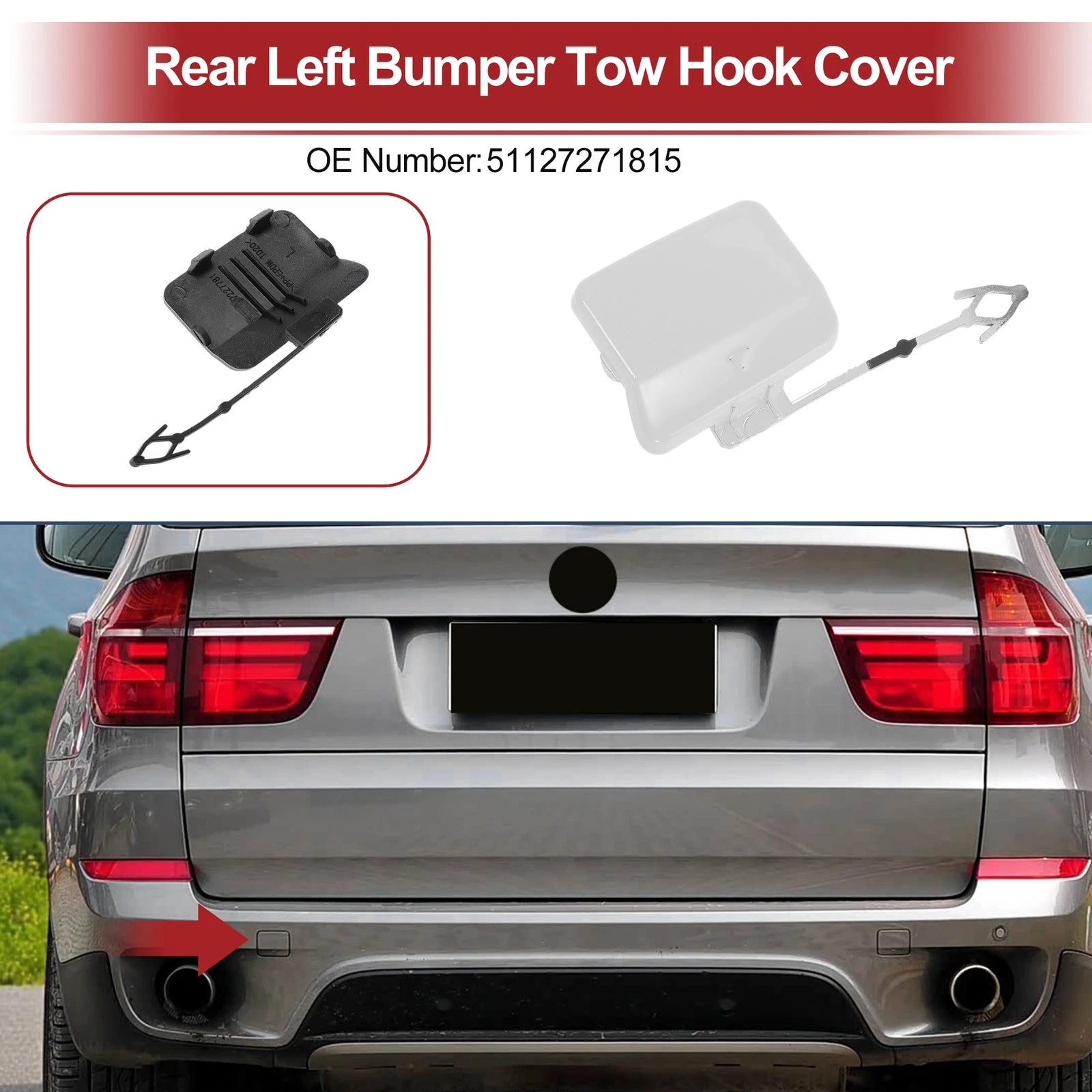 Tow Hook Cover Cap Replacement for BMW X5 E70 (2011–2013)