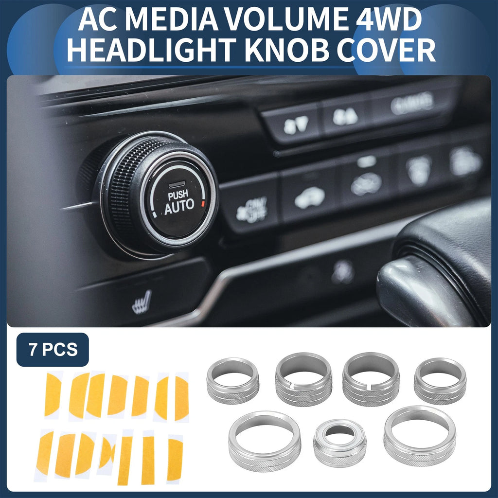 Headlight Switch Knob Cover Kit for GMC Canyon (2015–2022) Silver Tone