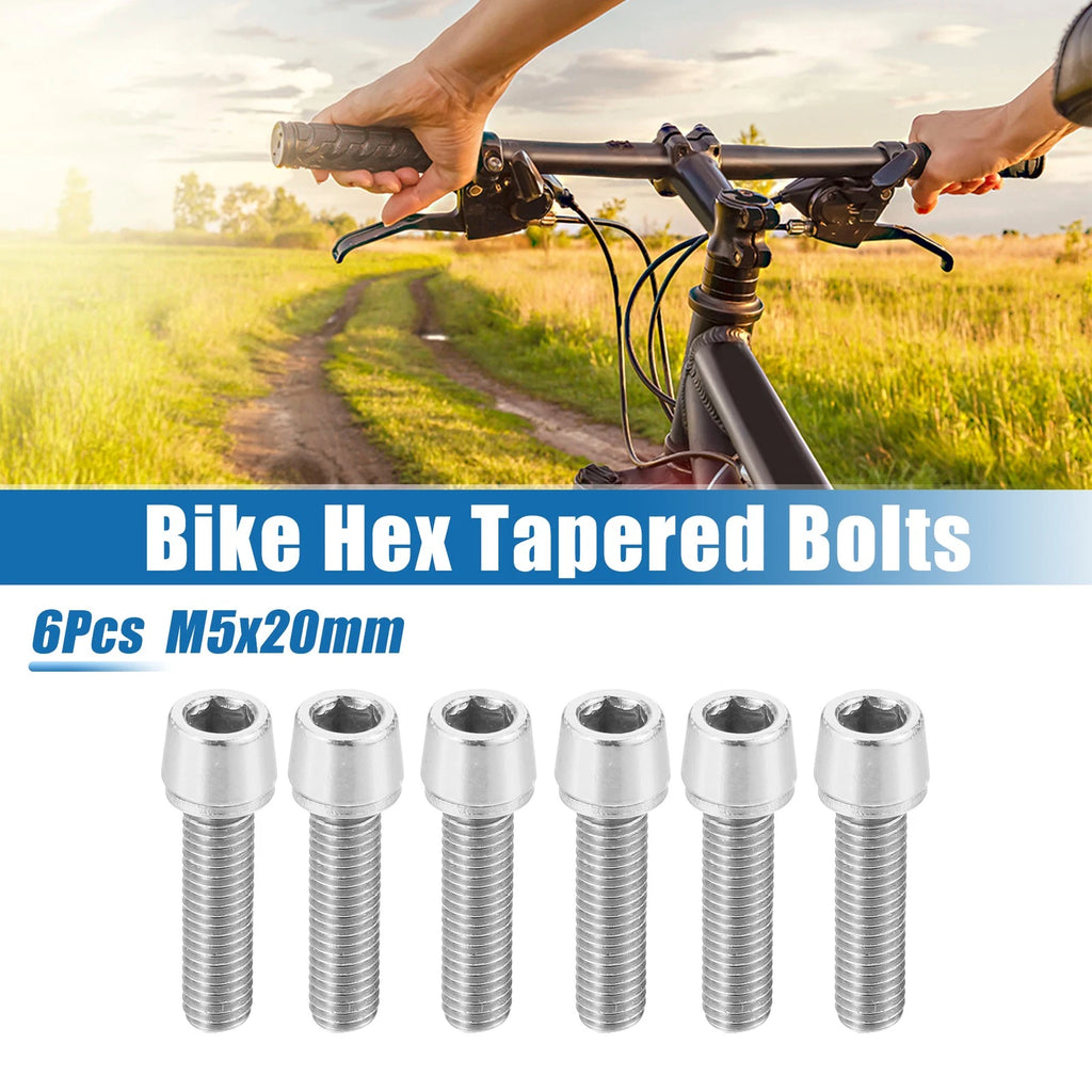 6 Pc Bicycle Stem Screws Replacement for MTB Bike M5x20mm Steel Silver (Tone)