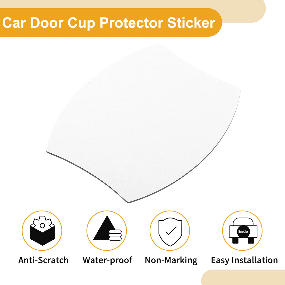 3D Car Door Cup Protector Sticker for Universal Fit (90x100mm) - Carbon Fiber White