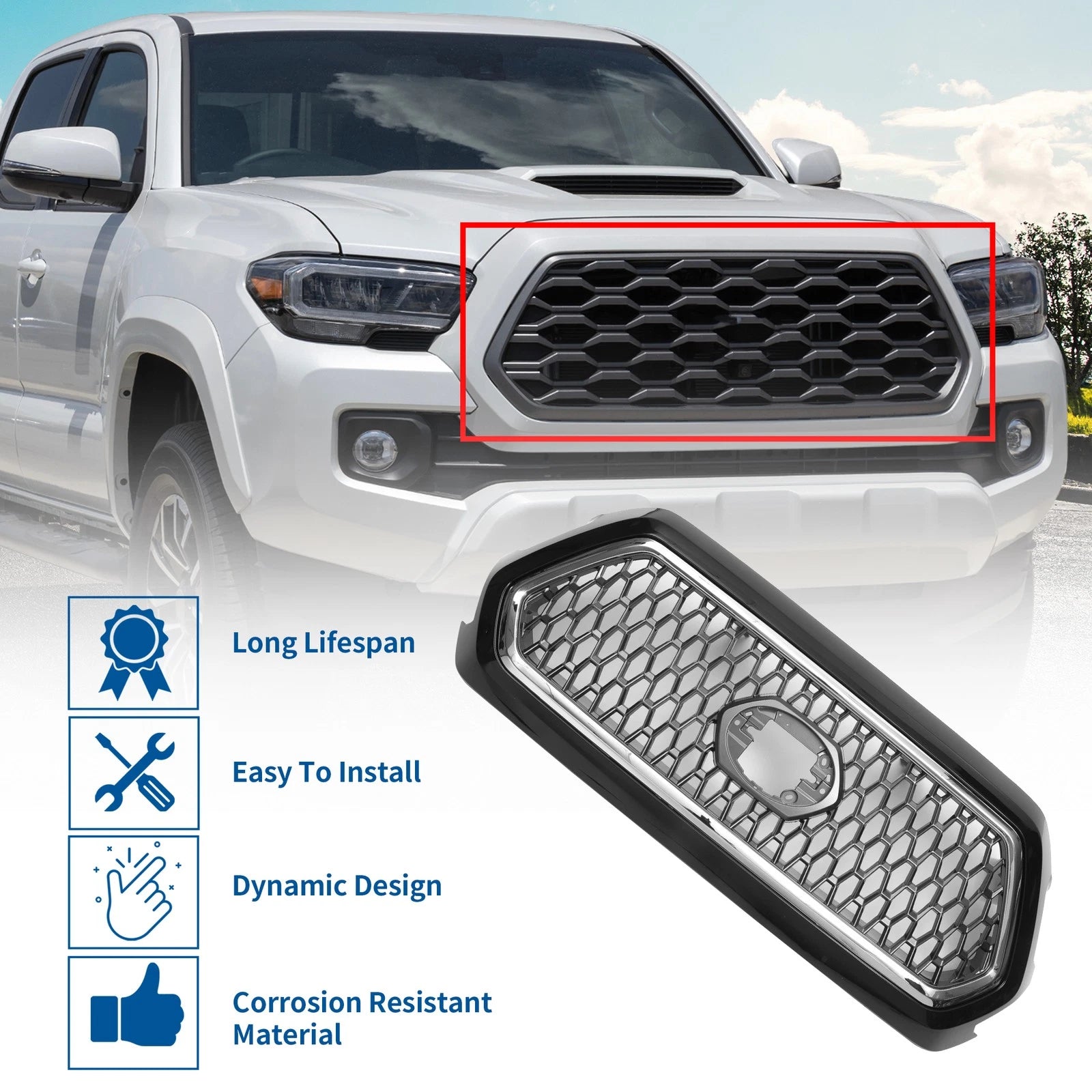 Front Hood Bumper Grille Support Bracket for Toyota Tacoma (2019–2020)
