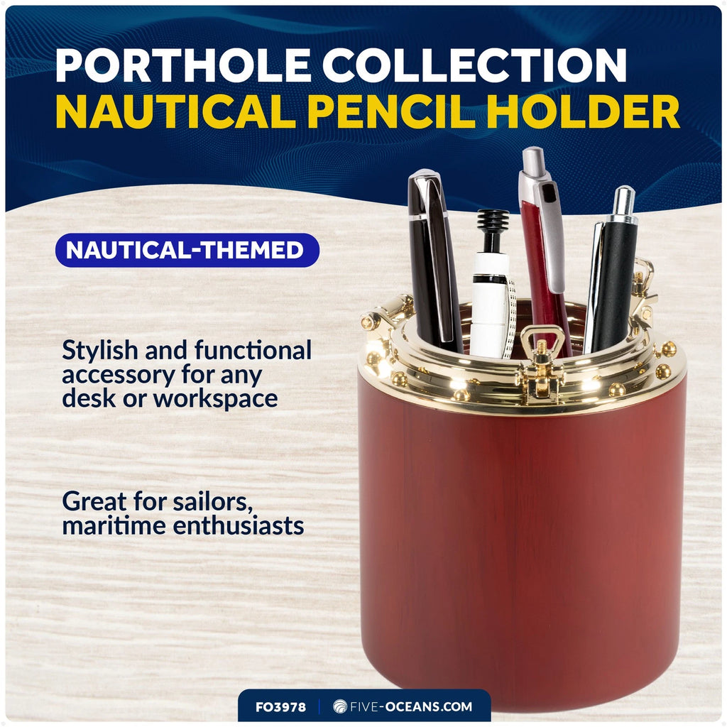Porthole Collection Nautical Pencil Holder for Desk