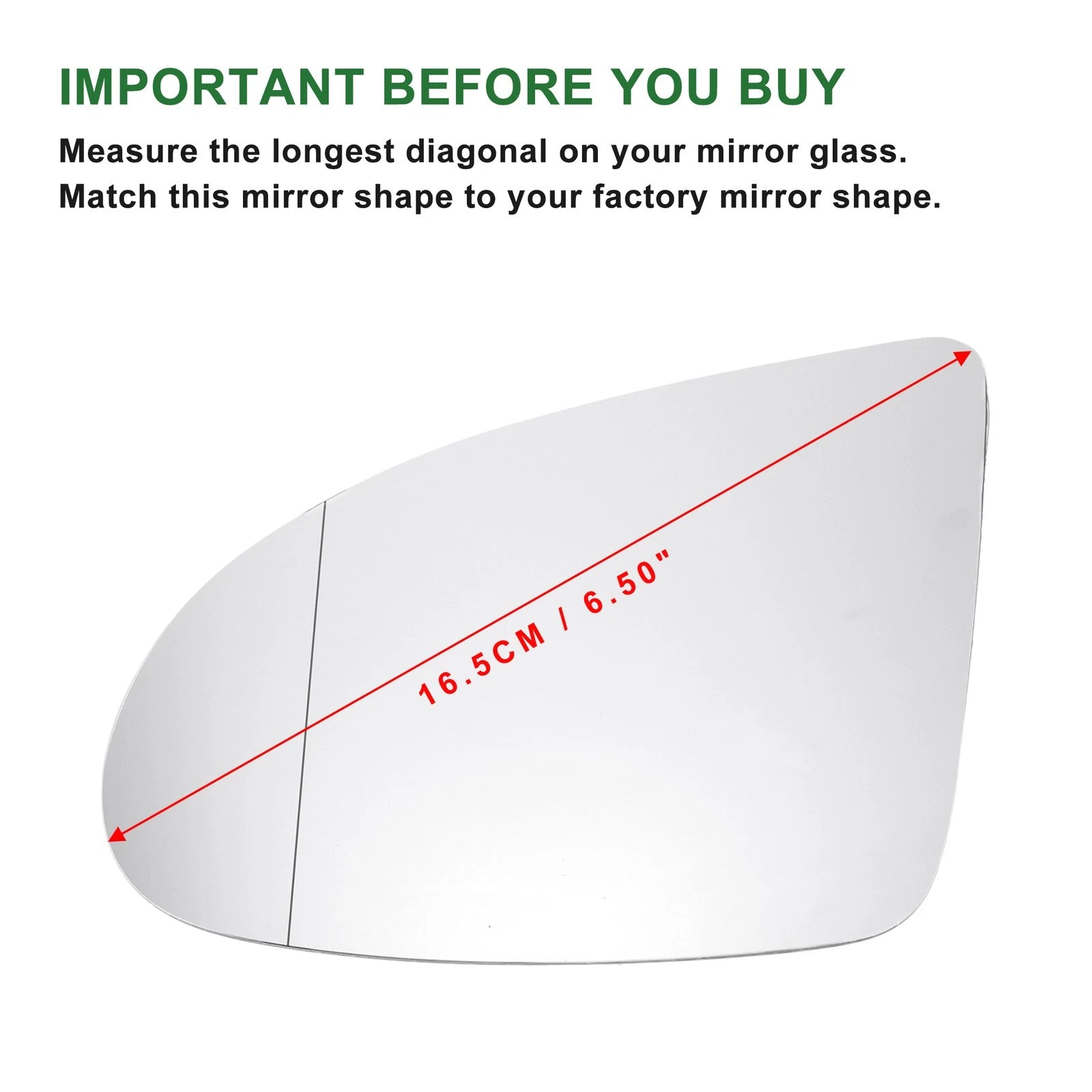 Heated Side Mirror Glass Left Replacement for Audi A2 (2000–2005)