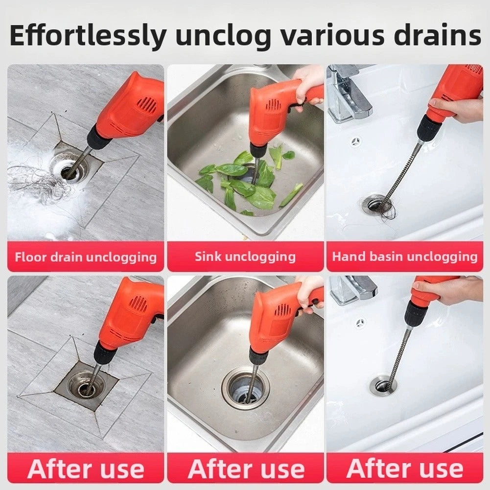 Electric Drill Drain Snake Tool for Indoor Drain Maintenance (1.5m)