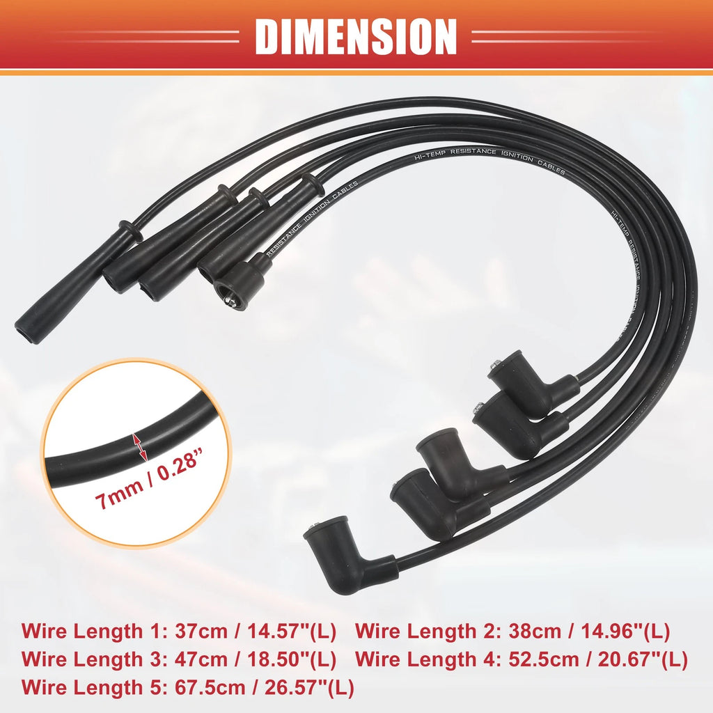 5 Pcs Spark Plug Wire Ignition Coil Cable for Mazda MX-6 626 (1988–1988)