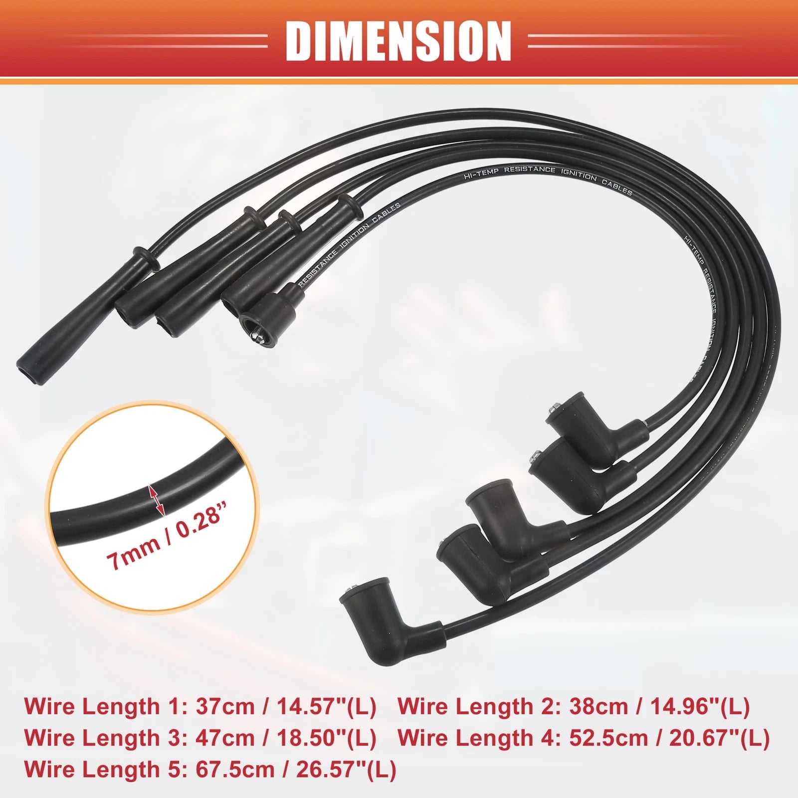 5 Pcs Spark Plug Wire Ignition Coil Cable for Mazda MX-6 626 (1988–1988)