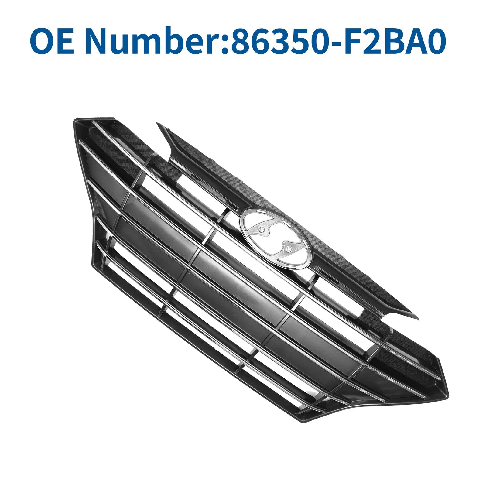 Front Upper Bumper Grille for Hyundai Elantra 2019–2020 Black Chrome
