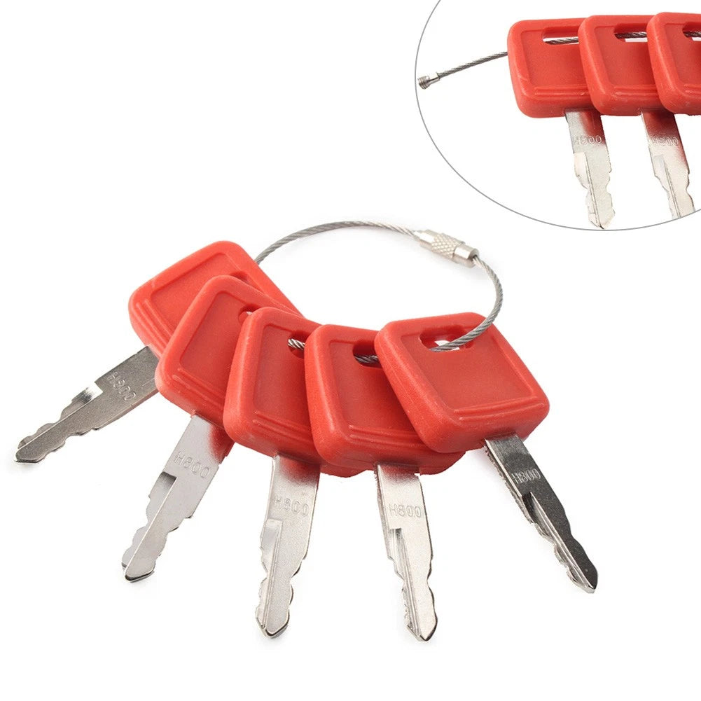 5X Ignition Keys w/Key Ring for John Deere Excavator (#AT194969, #AT147803, #H800)