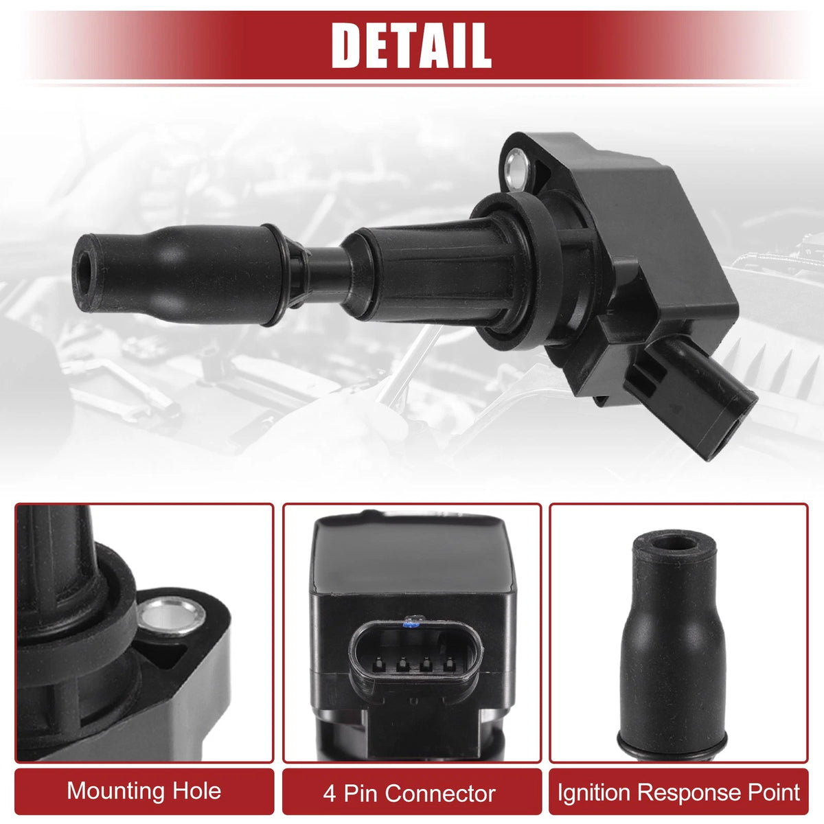 4 Pcs Ignition Coil Replacement for Kia Optima (2016–2020) Black