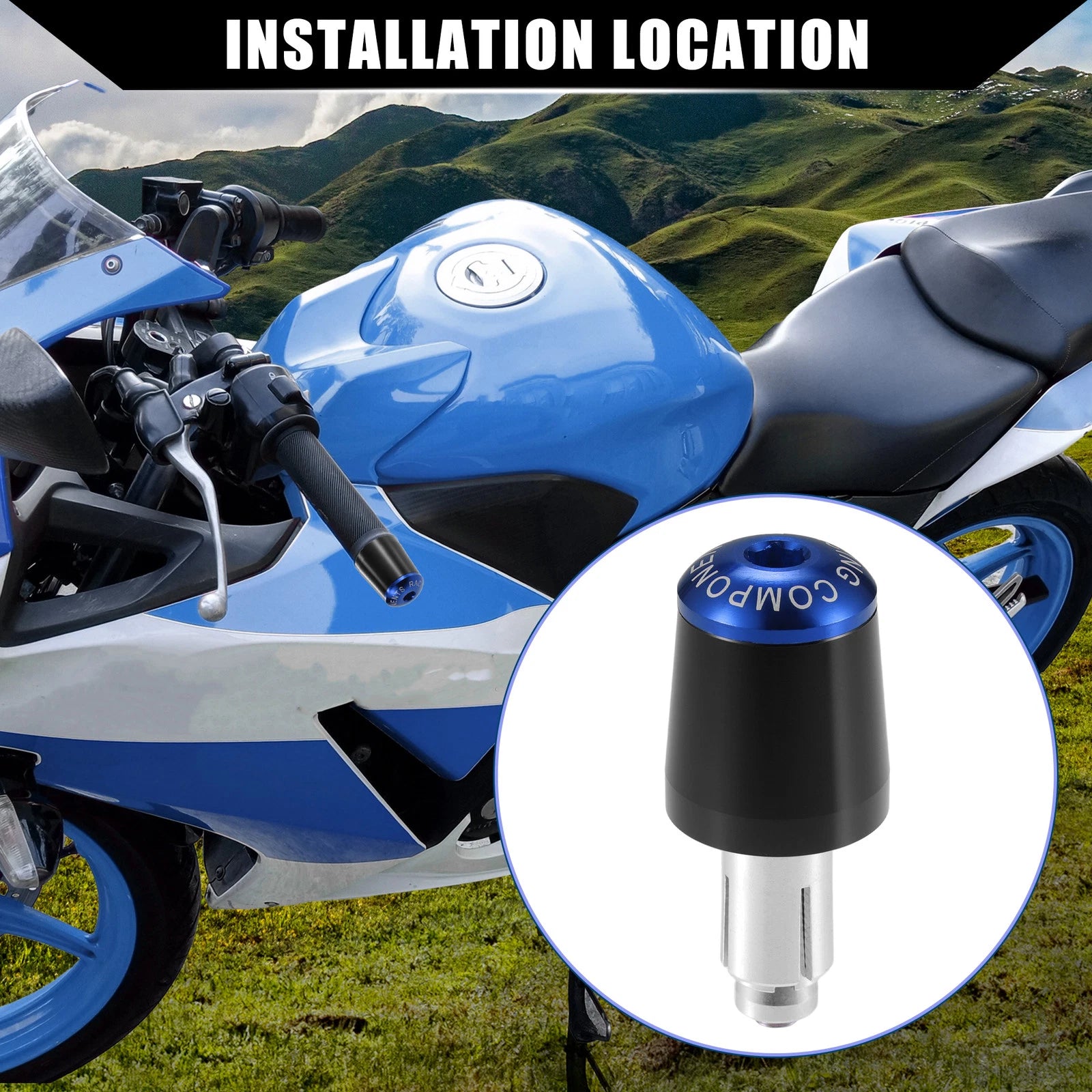 2X Handlebar End Plug 7/8" for Honda Motorcycle (Black Blue)