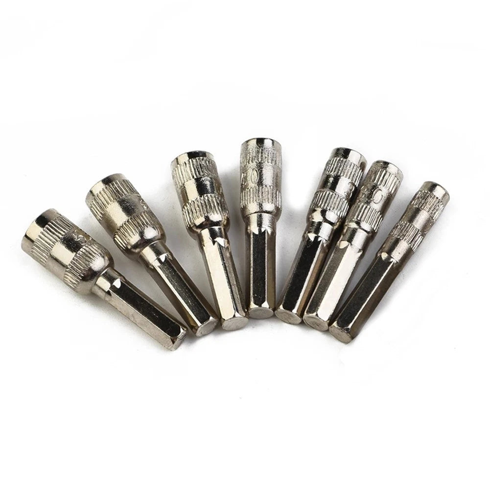 Set of 7 Hex Socket Hex Shank Driver 6 Point H4 (3/25")