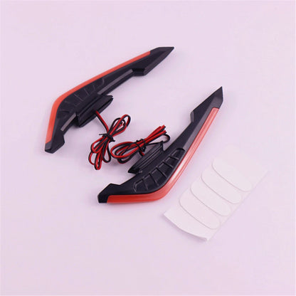 2x Motorcycle Winglet Side Spoiler Aerodynamic Wing Wind Fin with Red LED Light