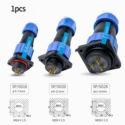 2-5pin SP20 Square Panel Mount + Socket Circular Connector for