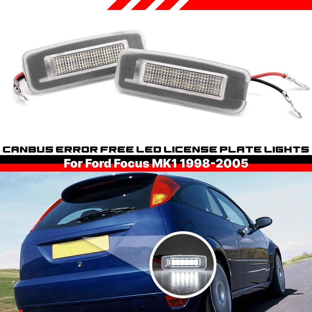 Pair of 18 SMD White LED License Plate Light Lamps for Ford Focus MK1 (1998–2005)
