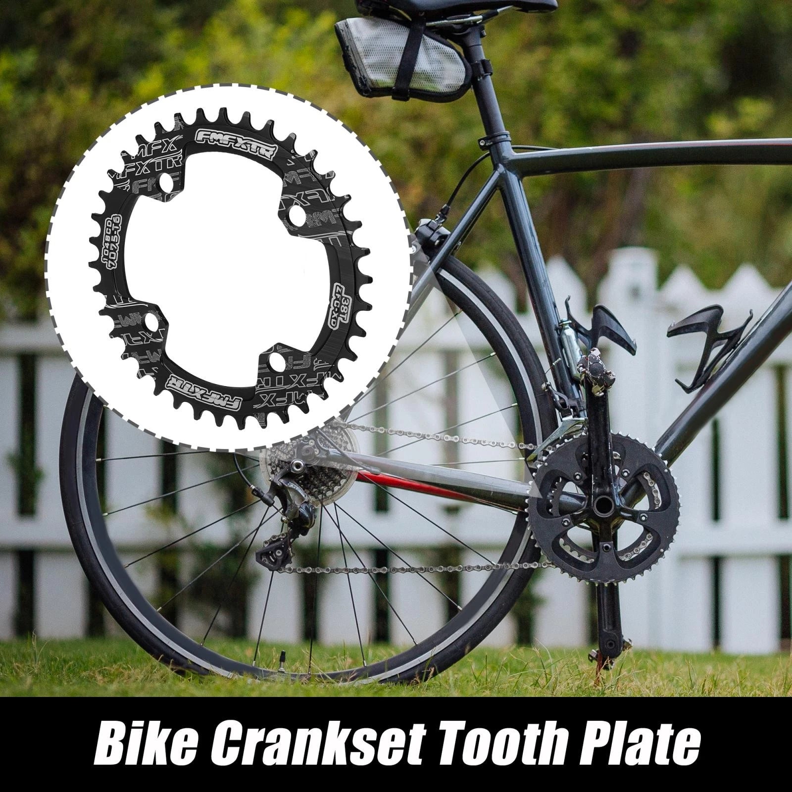 Narrow Wide Chainring 38 Teeth 104mm for Bicycle Crankset (Black)