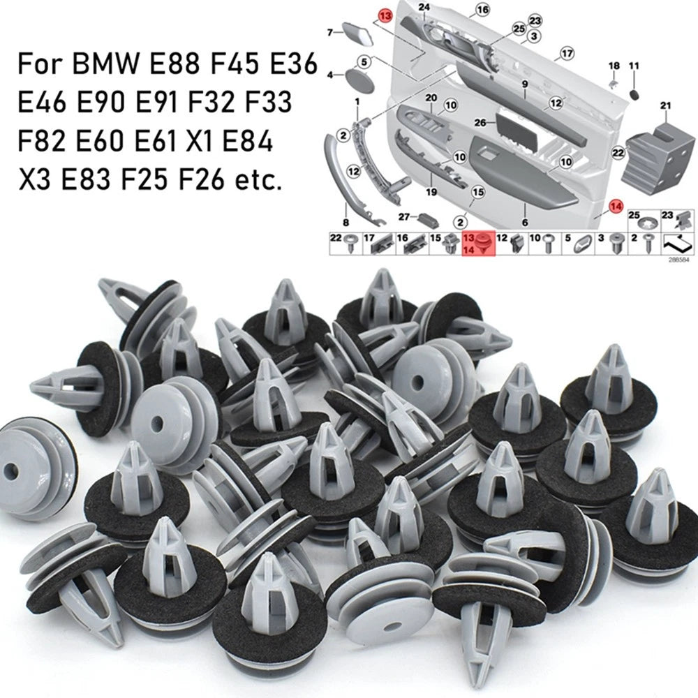 20Pcs Door Panel Clips for BMW E46 E90 E91 E36 E92 E93 E60 E63 E64 (51418224781)
