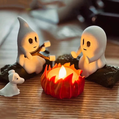 Set of 4 LED Ghost Night Lights for Halloween Decorations