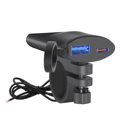 USB Charger Adapter for Motorcycle (Waterproof, USB A + Type C)