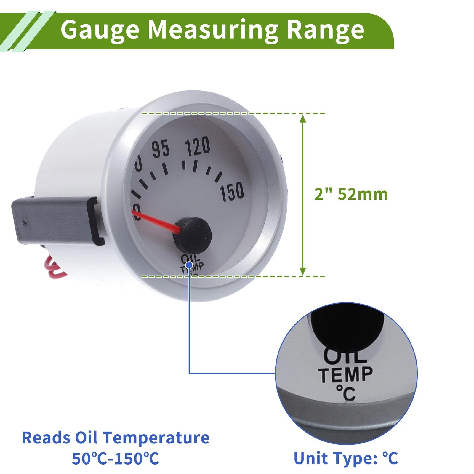 2" Oil Temp Gauge Meter Kit for Universal Applications (52mm)