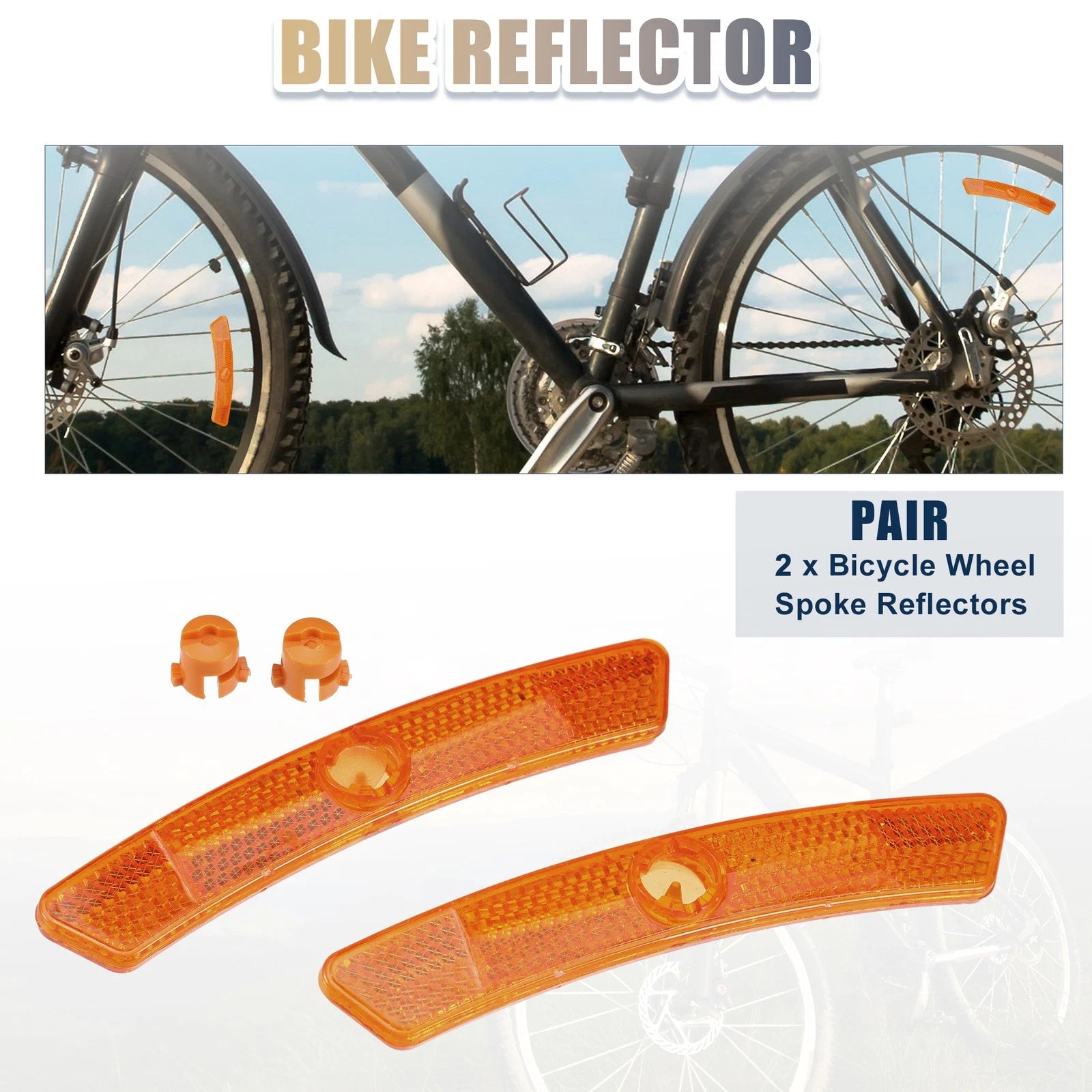 Pair Bike Reflectors Warning Plastic Yellow for Various Bikes (2010–2020)
