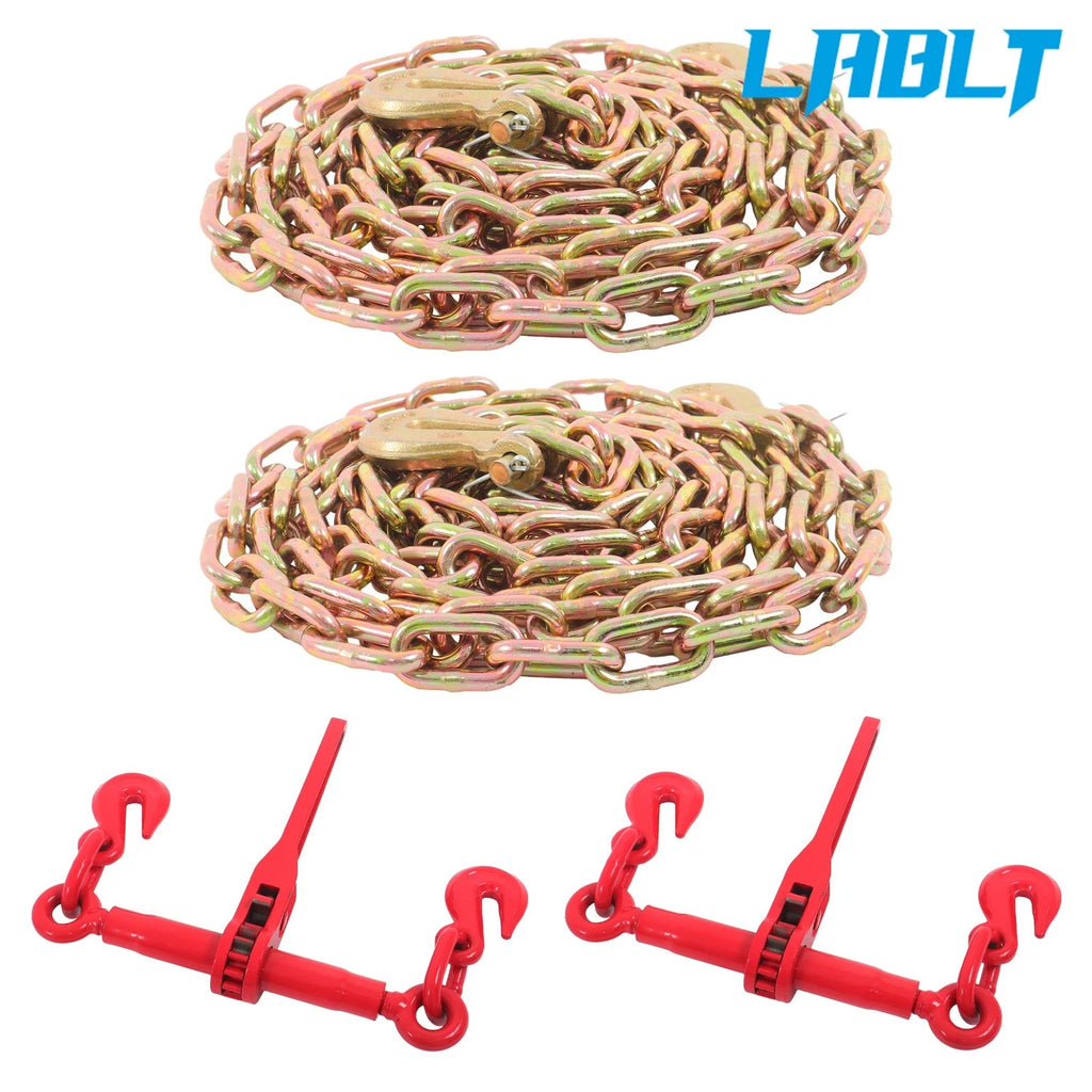 Set of 2 G80 1/4in-5/16in ×12ft Chain Bundle Kit, 2200lbs Working Load