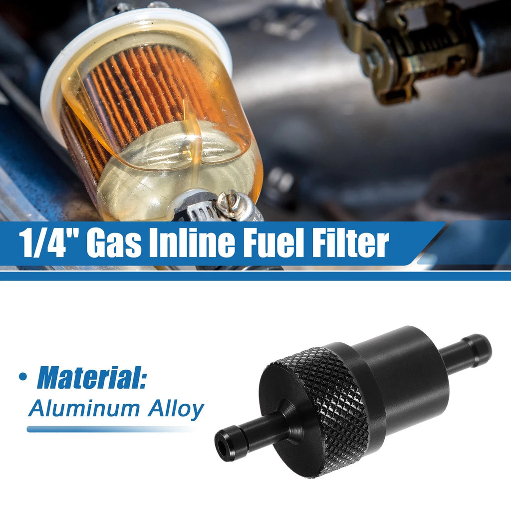 Gas Inline Fuel Filter Replacement for Universal Gasoline Bikes (Black)