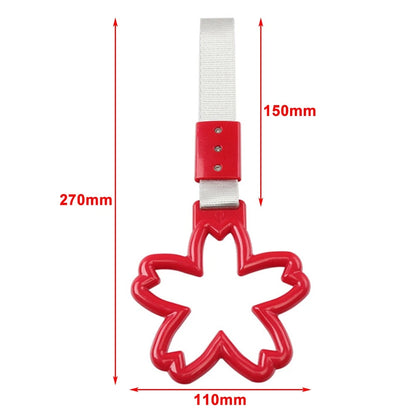 Cherry Blossom Ring Handle Strap for Train Bus (White)
