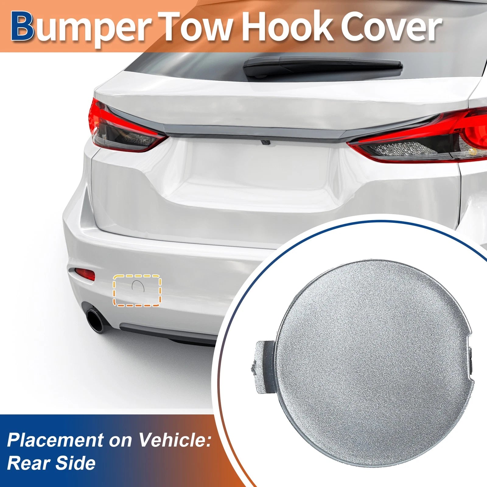 Rear Left Car Bumper Tow Hook Cover Replacement for Mazda 6 Atenza 2018-2021