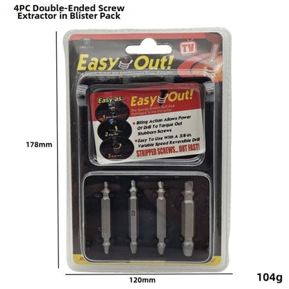 4X Double Ended Screw Extractors for Easy Bolt Removal