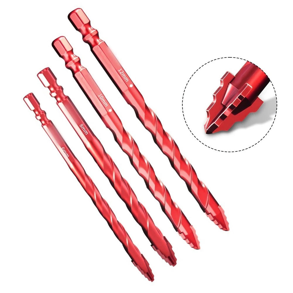 4-Piece Masonry Drill Bit Set for Quick Change Hex Shank