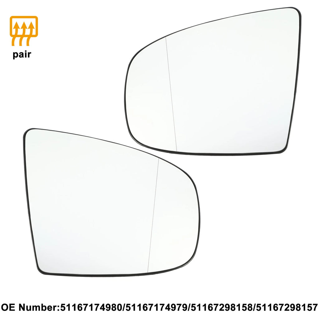 Car Mirror Glass Replacement Pair for BMW X5 X6 (2007–2019)