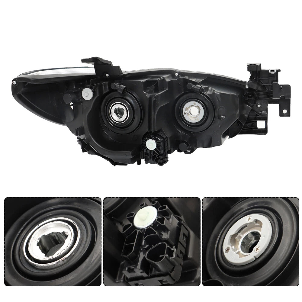 Left Headlight for Mazda 6 (2014–2017) LH Clear Lens Halogen Black