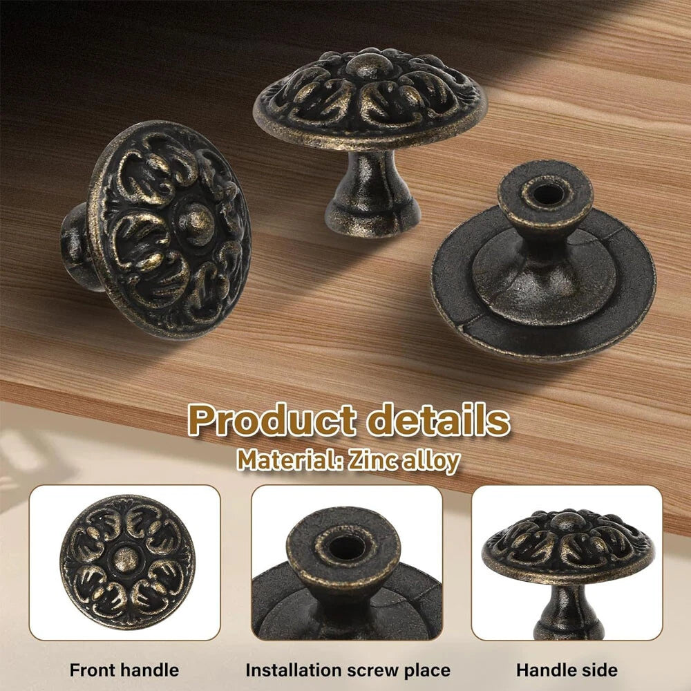 6X Zinc Alloy Antique Door Cabinet Drawer Pull Knob Handles