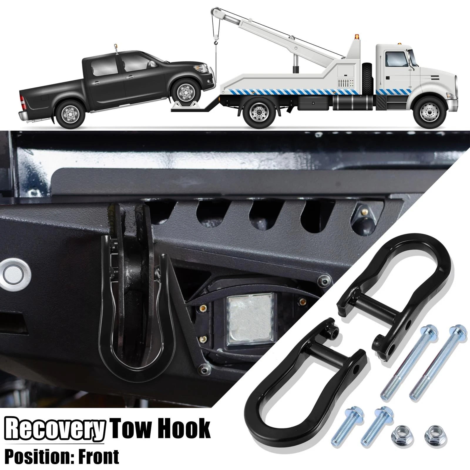 Front Recovery Tow Hook Kit for Chevy Silverado 1500 for GMC (2019–2024)