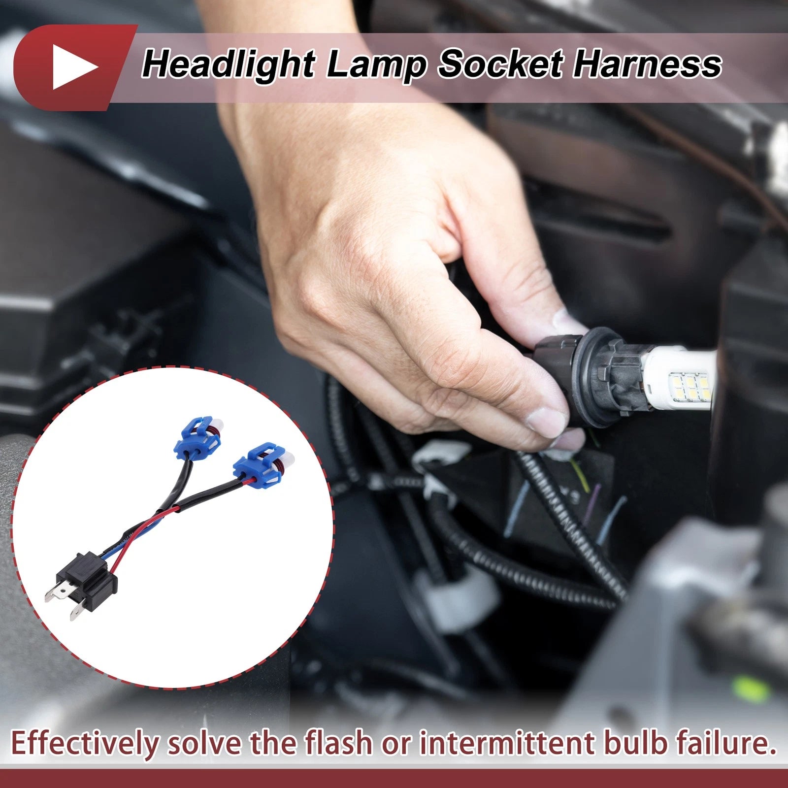 2X 9003 H4 Headlight Bulb Socket Holder Wiring Connector for
