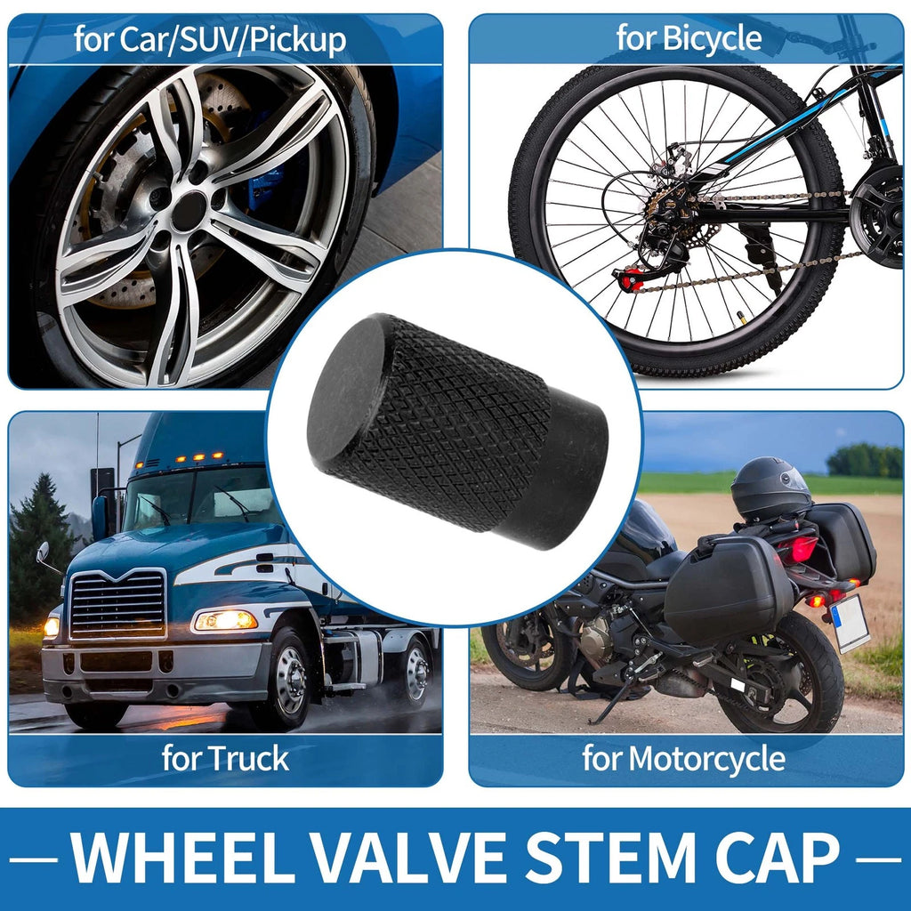 Tire Valve Stem Caps 11mm Black Replacement for SUV Bike RV (4pcs)